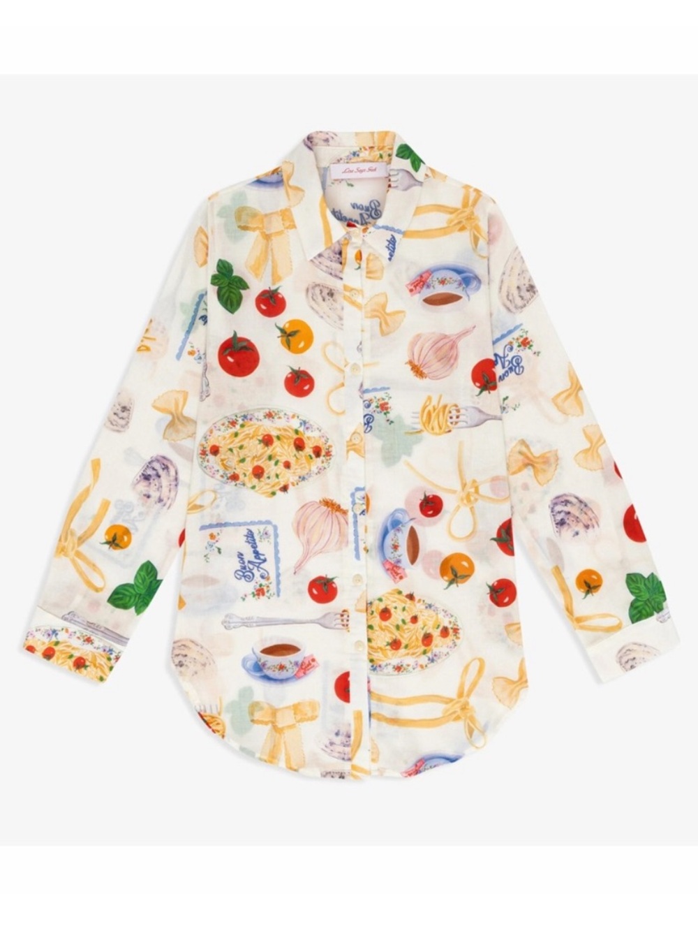 Lisa Says Gah Tessa shirt in Buon Appetito Ivory print